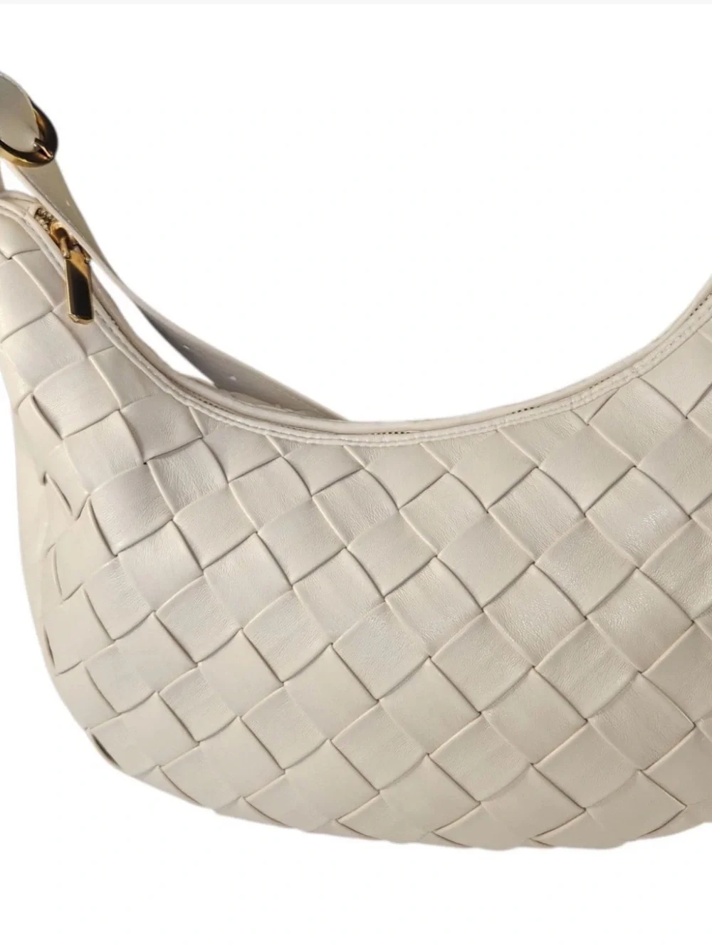 Rachel Zoe Woven Leather Hobo Shoulder Bag - Cream